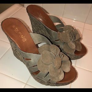Leather wedges NWOT